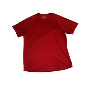 Under Armour Mens Tech Tee Short Sleeve Training Shirt Red Large HeatGear Logo